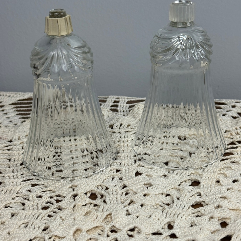 Vintage Clear Ribbed Glass Peg Votive Candle Holders Scalloped Tablescape MCM